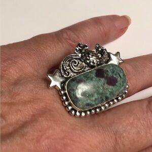 Ruby Fuchsite Stamped 925 Sterling Silver Ring